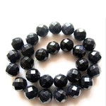 Bead, blue goldstone (manmade), 12mm 64-faceted round. Sold per 16-inch strand