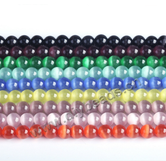 wholesale colorful 8mm crystal round cat eye beads for jewelry making