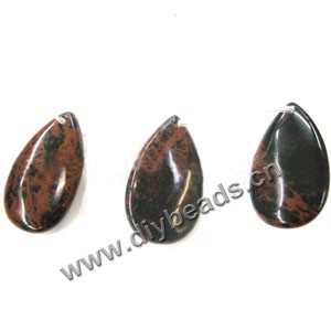 Bead, mahogany obsidian (natural), 14x29mm top-drilled flat teardrop. Sold per 16-inch strand.