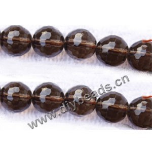Bead, smoky quartz (heated/irradiated), 12mm 128-faceted round .sold per 13.7-inch strand