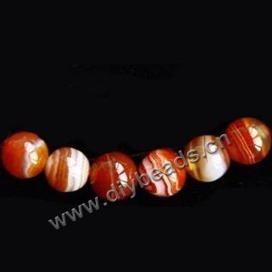 Bead, striped red agate (dyed), 10mm round, Sold per 16-inch strand.