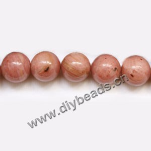Bead, rhodonite (natural), 10mm round. Sold per 15-inch strand