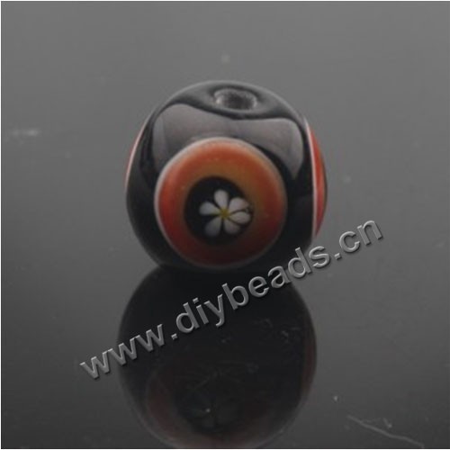 Bead,Japan lampworked glass,black, 14x14mm round.mini order 100pc 
