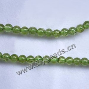 Bead, peridot (natural), 4mm round,B grade Mohs hardness 6-1/2 to 7. Sold per 15-inch strand