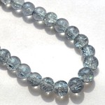 Bead,crackle glass grey, 8mm round. Sold per 32-inch strand, approximately 100ps/strand