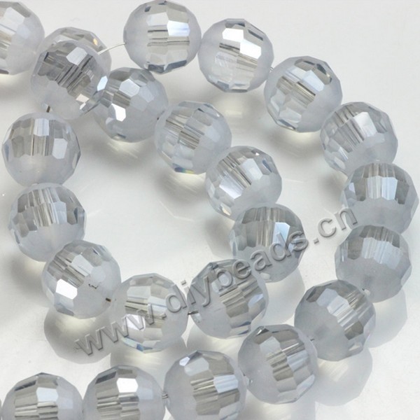Bead, glass, AB color, light grey, 10mm faceted round, sold per pkg 5 strands.