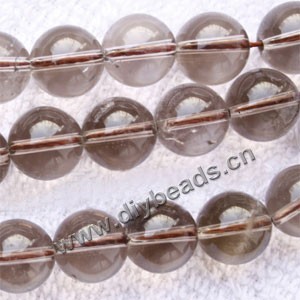 Bead, smoky quartz (heated/irradiated), 14mm round. Sold per 15-inch strand