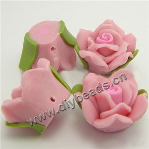 Bead, polymer clay, pink, 18mm rose. Sold per pkg of 12.