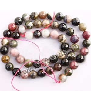 Bead, multi-tourmaline (natural), multicolored, 8mm round, Mohs hardness 7 to 7-1/2. Sold per 16-inch strand