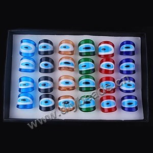 European and American style,ring,lampworked glass red/green/brown/blue with evil eye design,mini orders 24ps factory price 