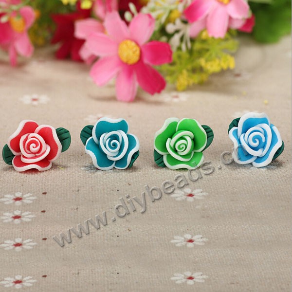 Bead, polymer clay,mixed color white edge,15x10mm flower. Sold per pkg of 5.