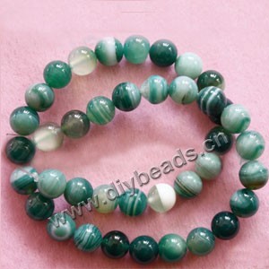 Bead, striped green agate (dyed), 10mm round. Sold per 15-inch strand.