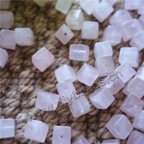 Quartz beads, rose quartz beads,6mm cube.Sold per pkg 50pcs