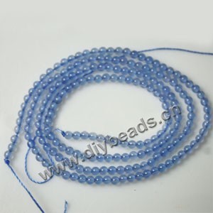 Bead, blue agate (dyed), 2mm round. Sold per 15-inch strand.