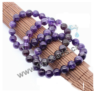 Bracelet, stretch, natural  Amethyst. ,high quality,women bracelet ,10mm beads,sold per pkg of 10pcs