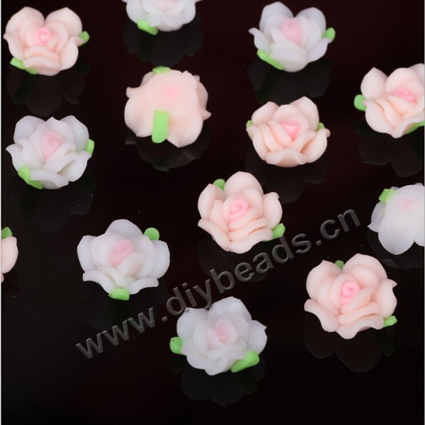 Bead, polymer clay,pink,15x8mm flower. Sold per pkg of 5.