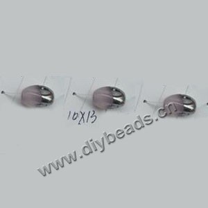 Bead ,silver-plated glass, opaque pink, 13x10mm twisted oval. Sold per pkg of ten 30cm strand.