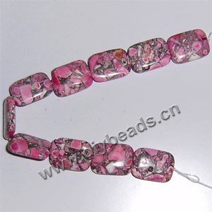 Bead, howlite (dyed), red, 15x20mm flat rectangle, Sold per 16-inch strand .factory price. 