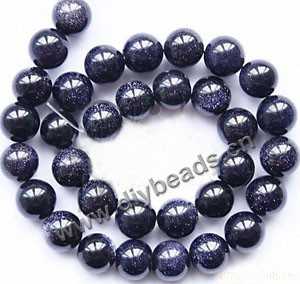 Bead, blue goldstone (manmade), 8mm round. Sold per 16-inch strand