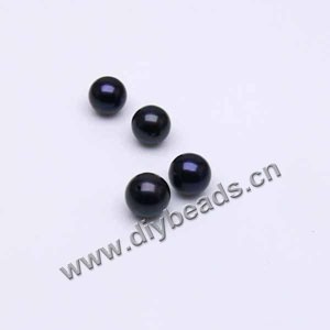Pearl, cultured freshwater , black (dyed), 9-10mm half-drilled round, AAA grade. Sold per pkg of 1pair