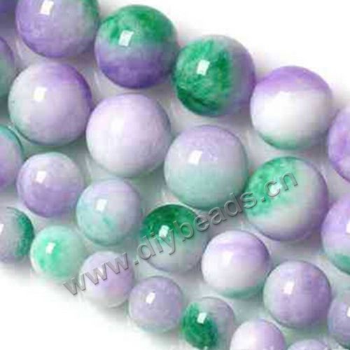 Bead,colorful jade,8mm round. Sold per 38-39cm strand,sold per pkg of three strands.