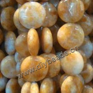 Bead, calcite (natural), 14mm flat round. Sold per 16-inch strand.
