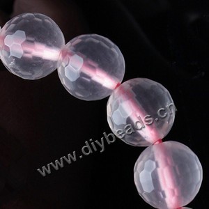 Bead, rose quartz (natural), 12mm 64faceted round, B grade, Mohs hardness 7. Sold per 15-inch strand