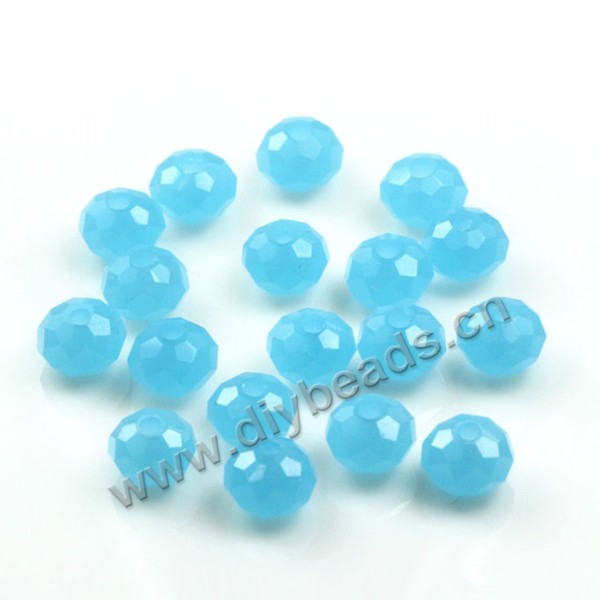 Bead, glass, lake blue, 6*8mm faceted rondelle, sold per pkg 5 strands-(72ps/strand).