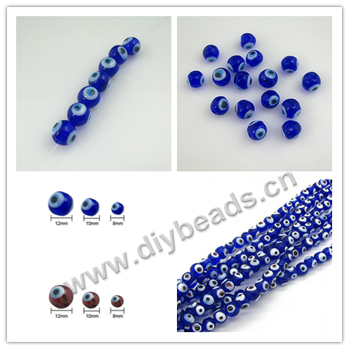Bead,lampworked glass,turkey evil eye bead, 6/8/10/12/14mm flat with eyes design. Sold per pkg of 100 pcs