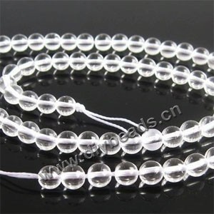 Bead,clear quartz crystal (natural), 8mm round. Sold per 16-inch strand