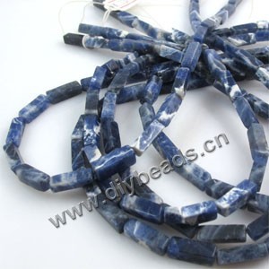 Bead, sodalite (natural), 4x14mm square tube. Sold per 16-inch strand.
