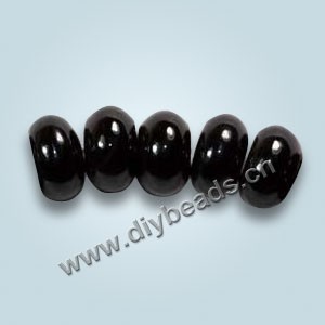 Bead, black agate (dyed), 10x6mm rondelle. Sold per 16-inch strand.