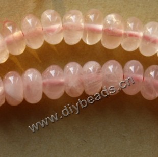 Bead, rose quartz (natural), 8x4mm rondelle. Sold per 15-inch strand