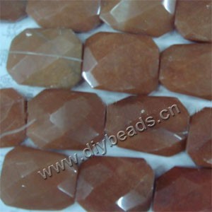 Bead, red aventurine (natural), 30x40mm faceted nugget. Sold per 15-inch strand