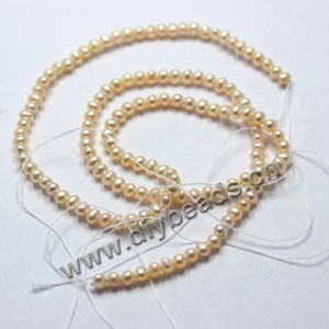Pearl, cultured freshwater (natural), peach, 3-3.5 mm potato,A-grade. Sold per 15-inch strand