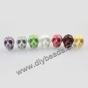 Bead, porcelain, multicolored, 14x11mm skull. Sold per pkg of 200ps.