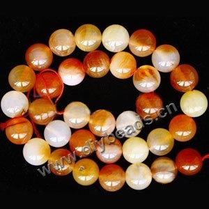 Bead, red agate (heated), 12mm round. Sold per 15-inch strand.