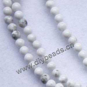 Bead, howlite (imitation), white, 2mm round. Sold per 15-inch strand