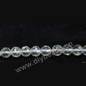 Bead, quartz crystal (natural), 6mm 64faceted round. Sold per 14-inch strand