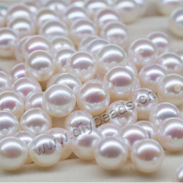 Pearl, akoya saltwater(natural), white, 6-7mm round,loose beads, Sold per package of 1pcs