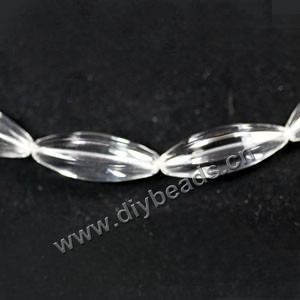 Bead,clear quartz crystal (natural), 10x28mm corrugated oval . Sold per 16-inch strand