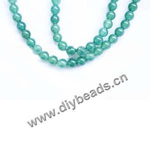 Bead, green agate (dyed), 4mm round. Sold per 15-inch strand.