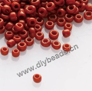 seed bead,glass,opaque dark red,#15 irregular round,sold per pkg of 30g, approximately 6000ps. 