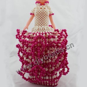 Imitation pearls beads princess dress doll skirt ,handmade ,36cm height gift mini order 2ps,cheap wholesale.
