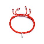 Bracelet, red line with 925 silver peanut beads,sold per pkg of 5 pc.