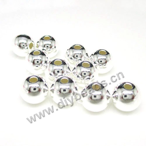 Bead, 925 sterling silver, 8mm diameter, 3.0mm hole, Sold per pkg of 1 bag-20 pieces.