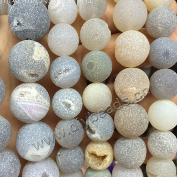 Bead, druzy geode agate beads ,8mm ,round ,Sold per pkg of one strands