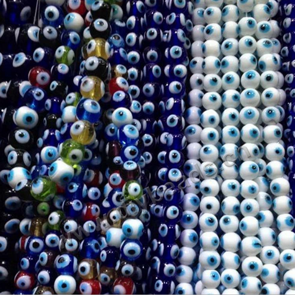 Bead,lampworked glass,turkey evil eye bead, 6/8/10/12/14mm round with eye design. Sold per pkg of 100 pcs