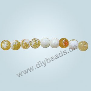 Bead, yellow fire crackle agate (D/H), 10mm  faceted round. Sold per 16-inch strand.