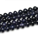 Bead, blue goldstone (manmade), 10mm round. Sold per 16-inch strand